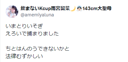 雨宮留菜　ツイート